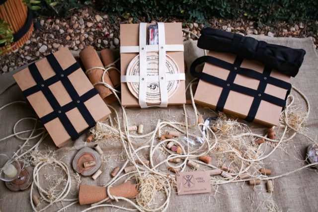 Boxes Vitruvino com caixa mdf e alças feitas à mão em algodão cru